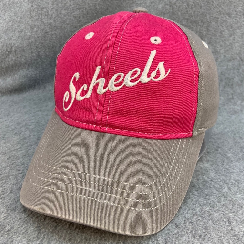 Scheels Script Logo Youth Pink Grey Scheels Baseball Cap Adjustable Hat Youth